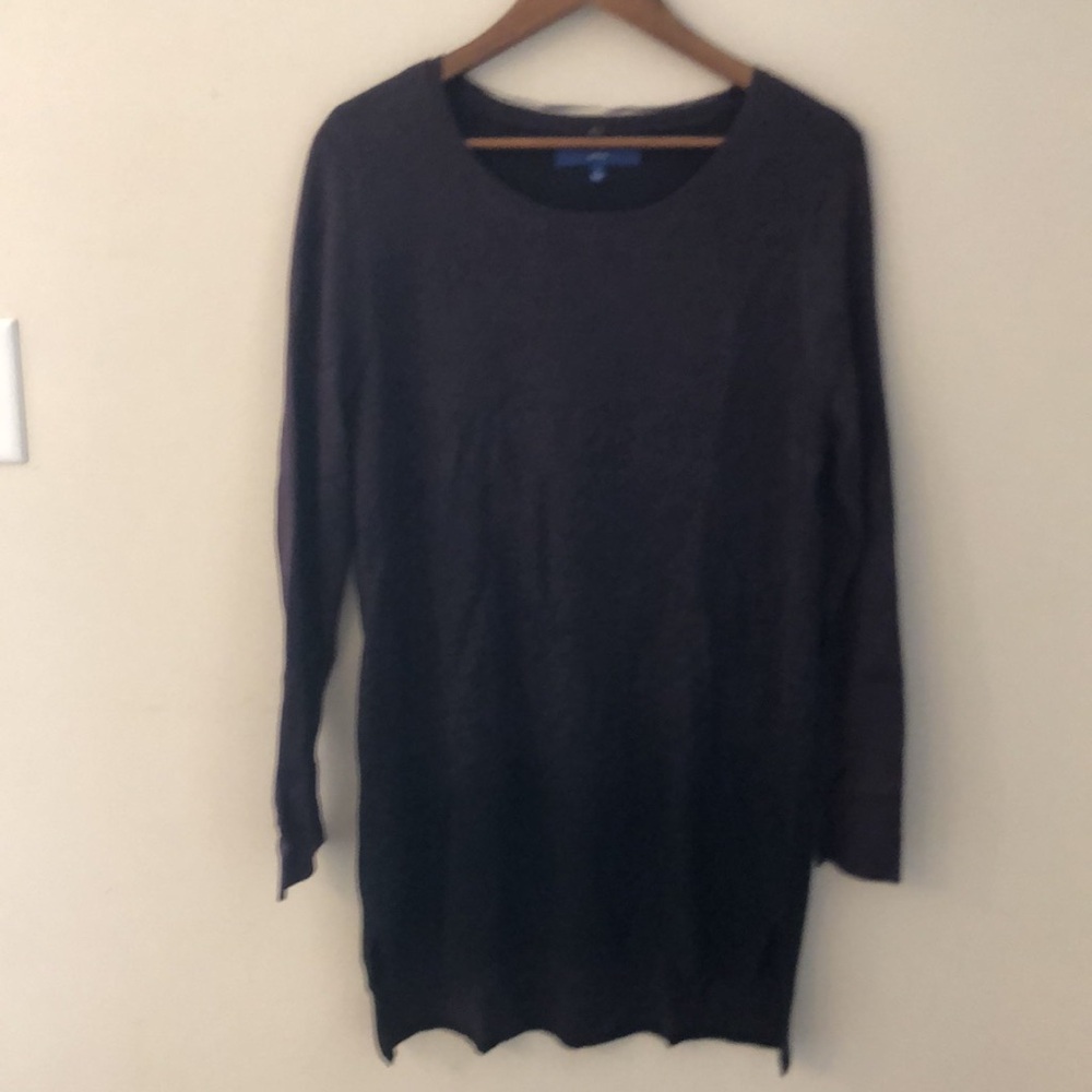 Apt. 9 Dark Purple black metallic hombre soft midi Sweater dress split hem SZ LG